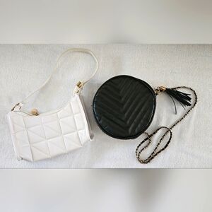 2 Purse lot:White Y2k shoulder bag & Black/gold Chain crossbody purse Unbranded